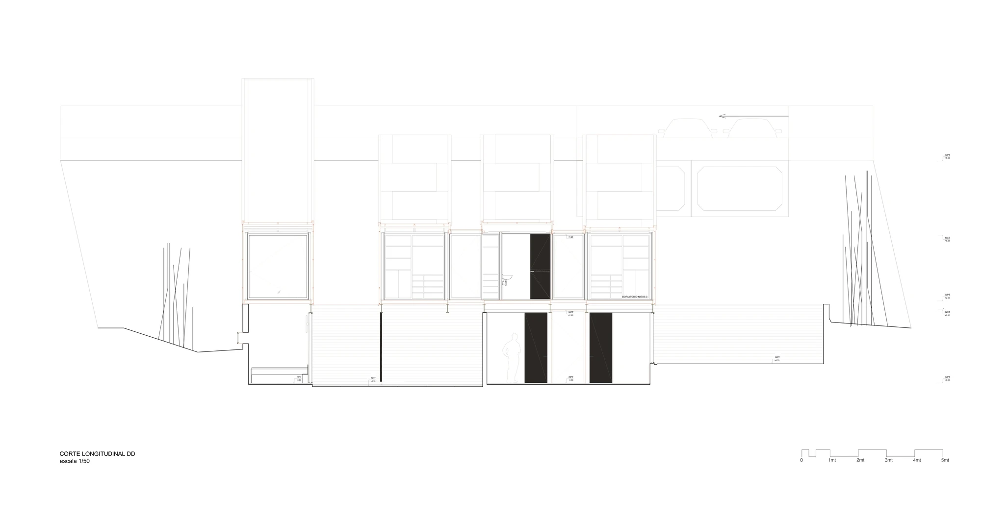 Architectural drawing of Caterpillar House (Image: Sebastián Irarrázaval)