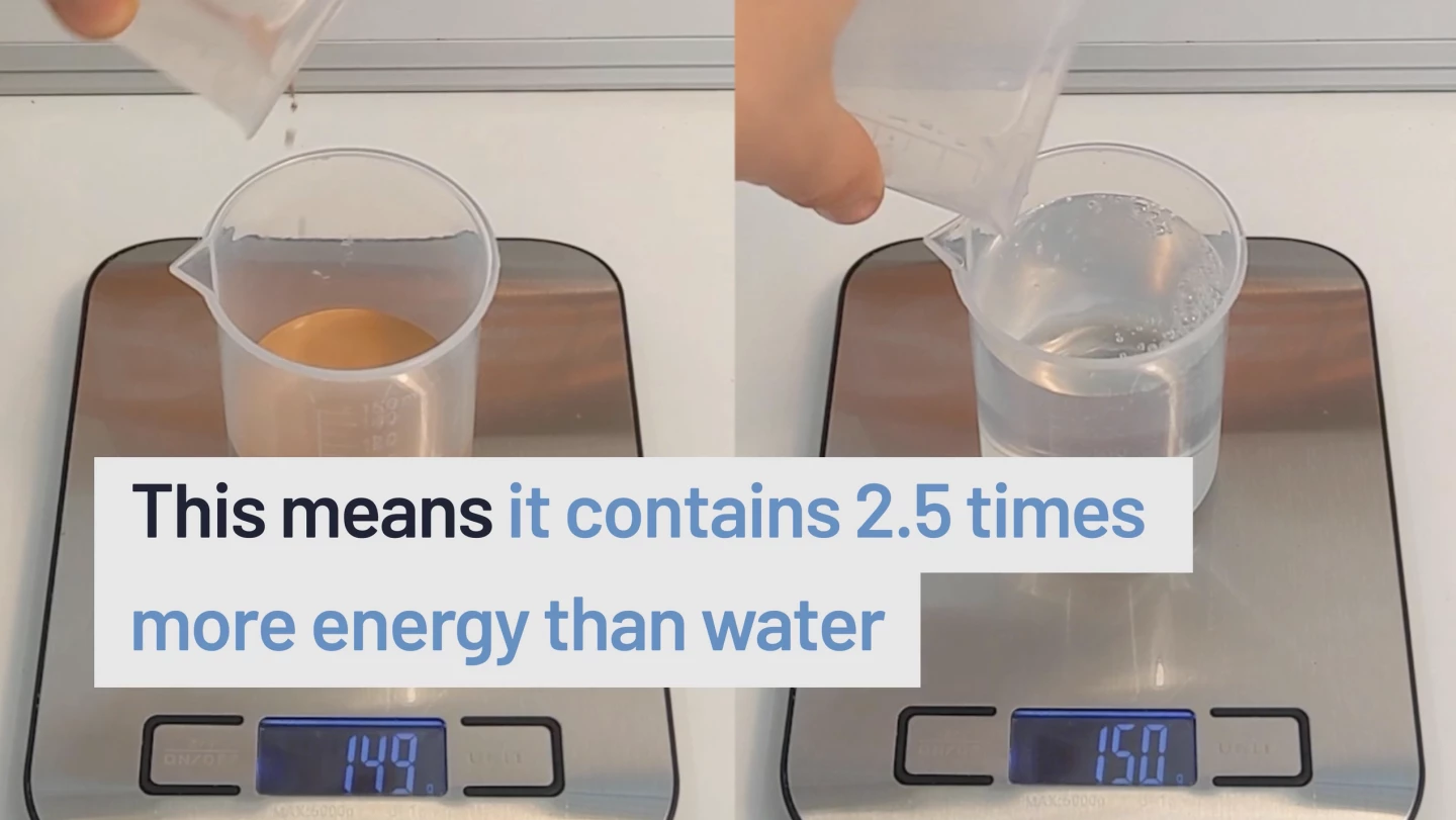 The dense, heavy fluid shrinks the size of hydro installations, or generates 2.5 times more power using existing facilities