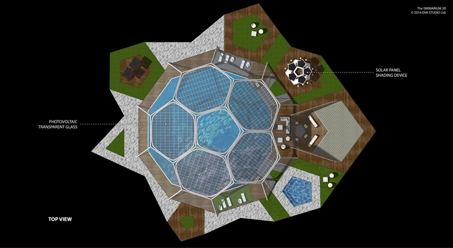 A top view of the Swimarium plan