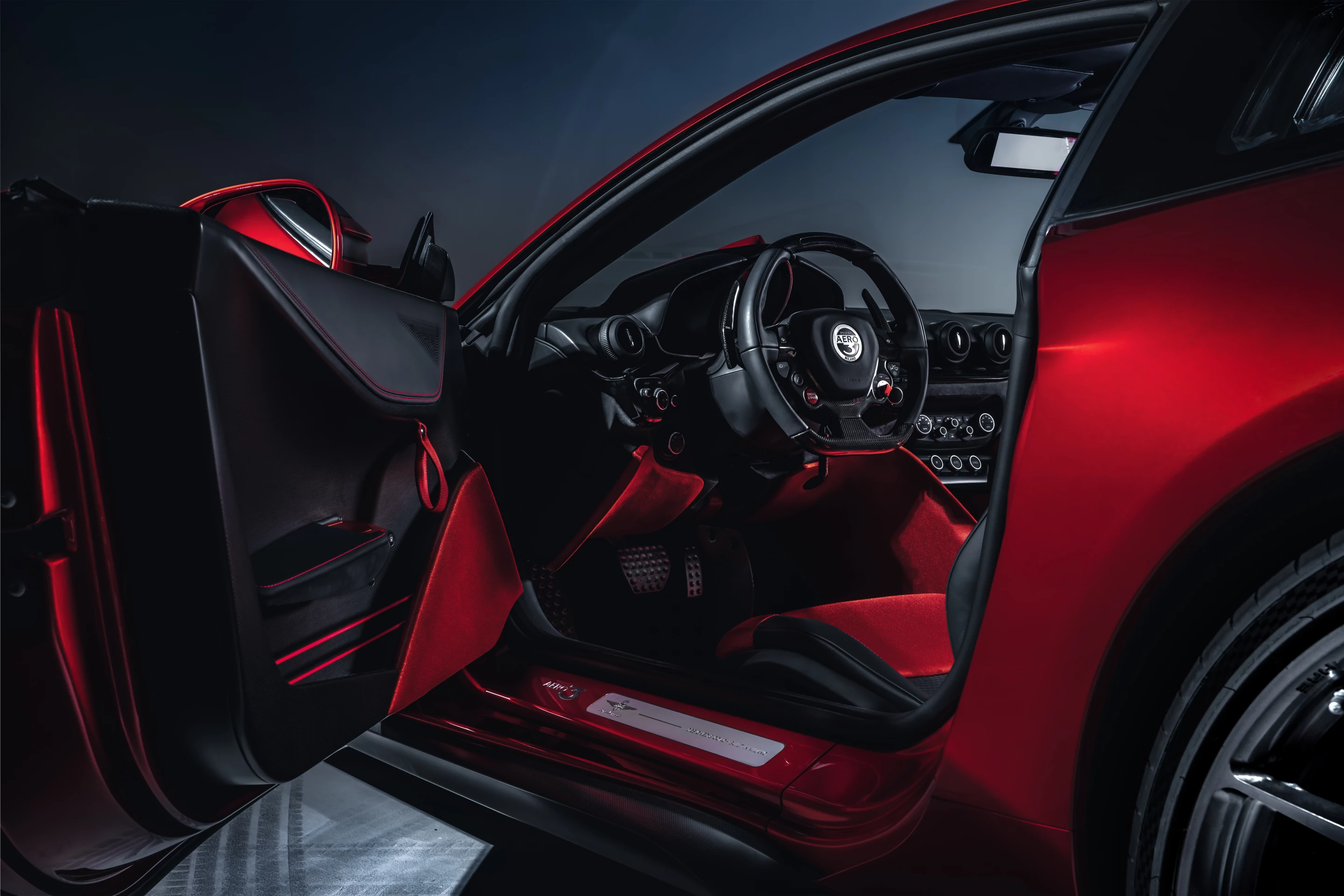 A peek at the Touring Superleggera Aero 3's devilish interior