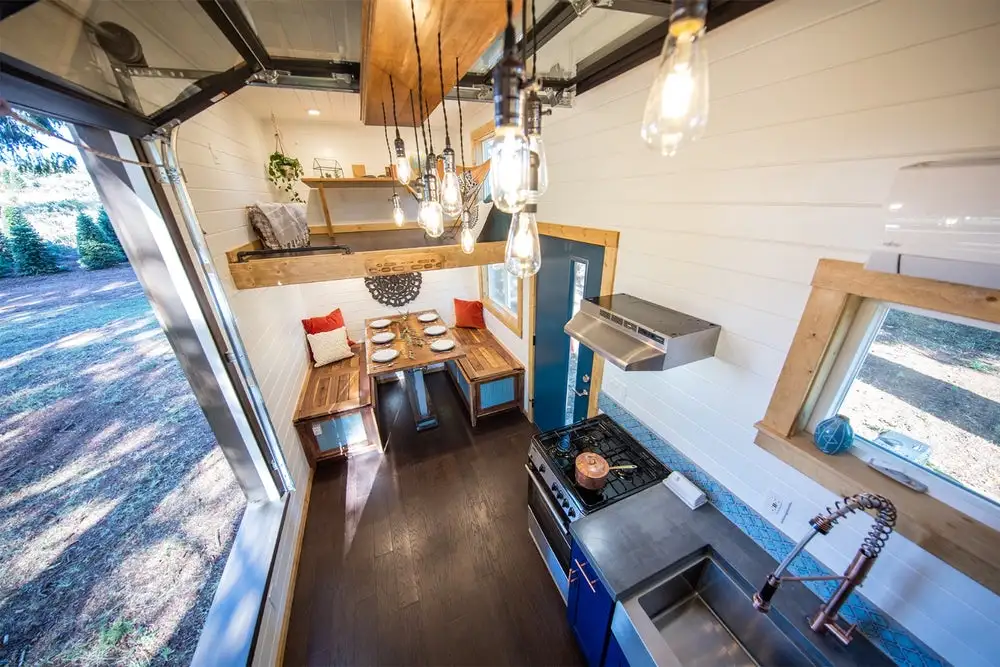 Top-down view of the Tiny Adventure Home's main living area