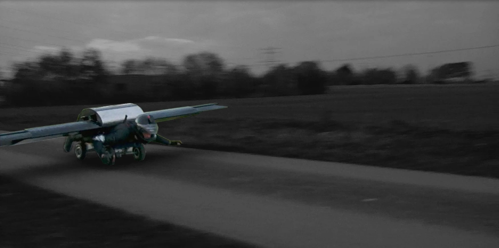 Taxi test of the Skyflash jet-propelled wing