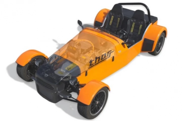 Evisol's ThoRR electric open-wheel car, inspired by road racers like the Lotus/Caterham Seven.