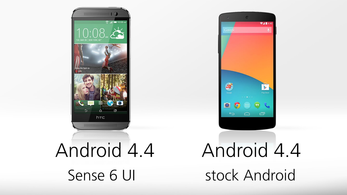 Both phones run the latest version of Android, though the One has HTC's Sense 6 UI plastered on top