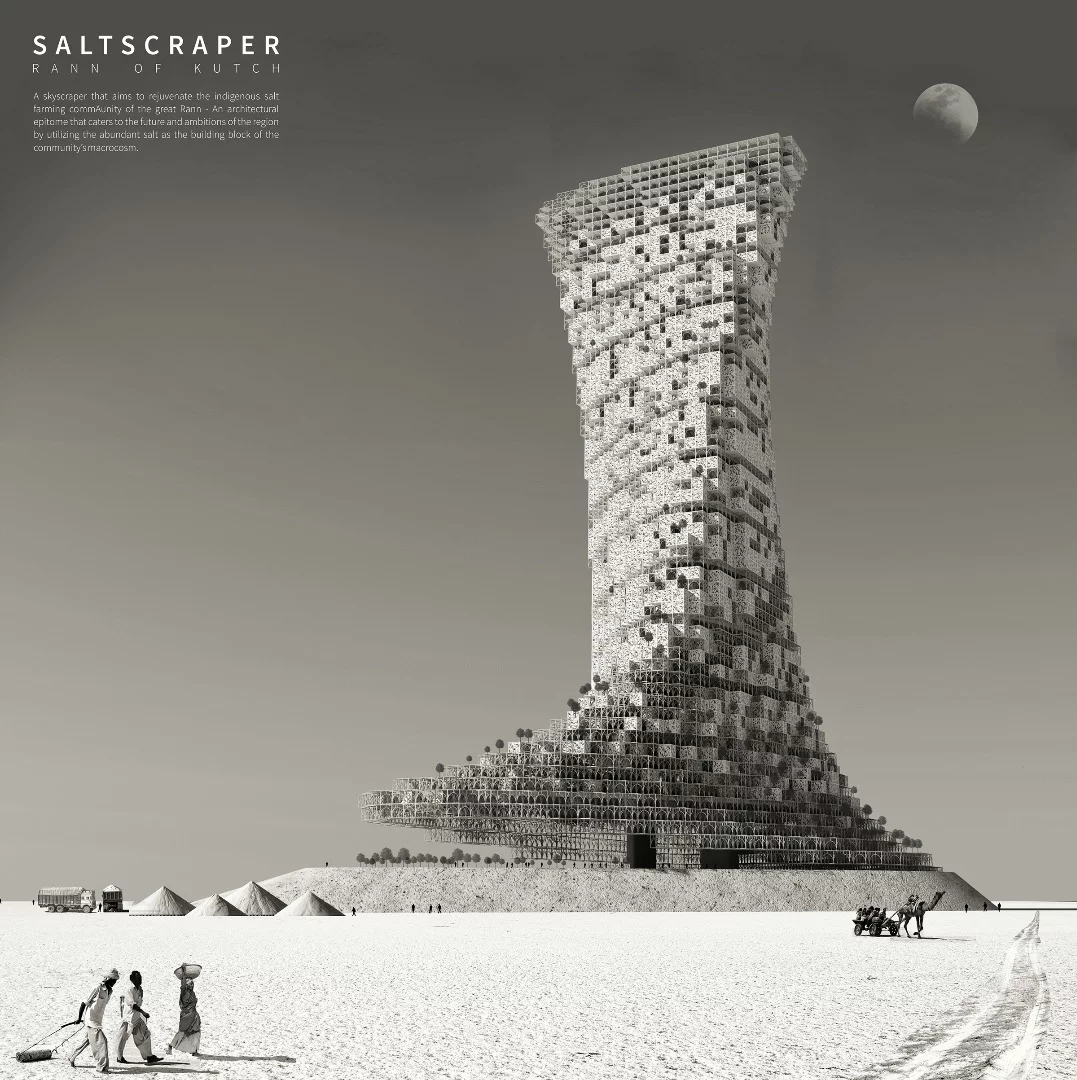 Honorable Mention in the 2018 eVolo Skyscraper competition: Saltscraper in India, by India's Kartik Misra, Krishan Sharma, Dewesh Agrawal, Kritika Kharbanda