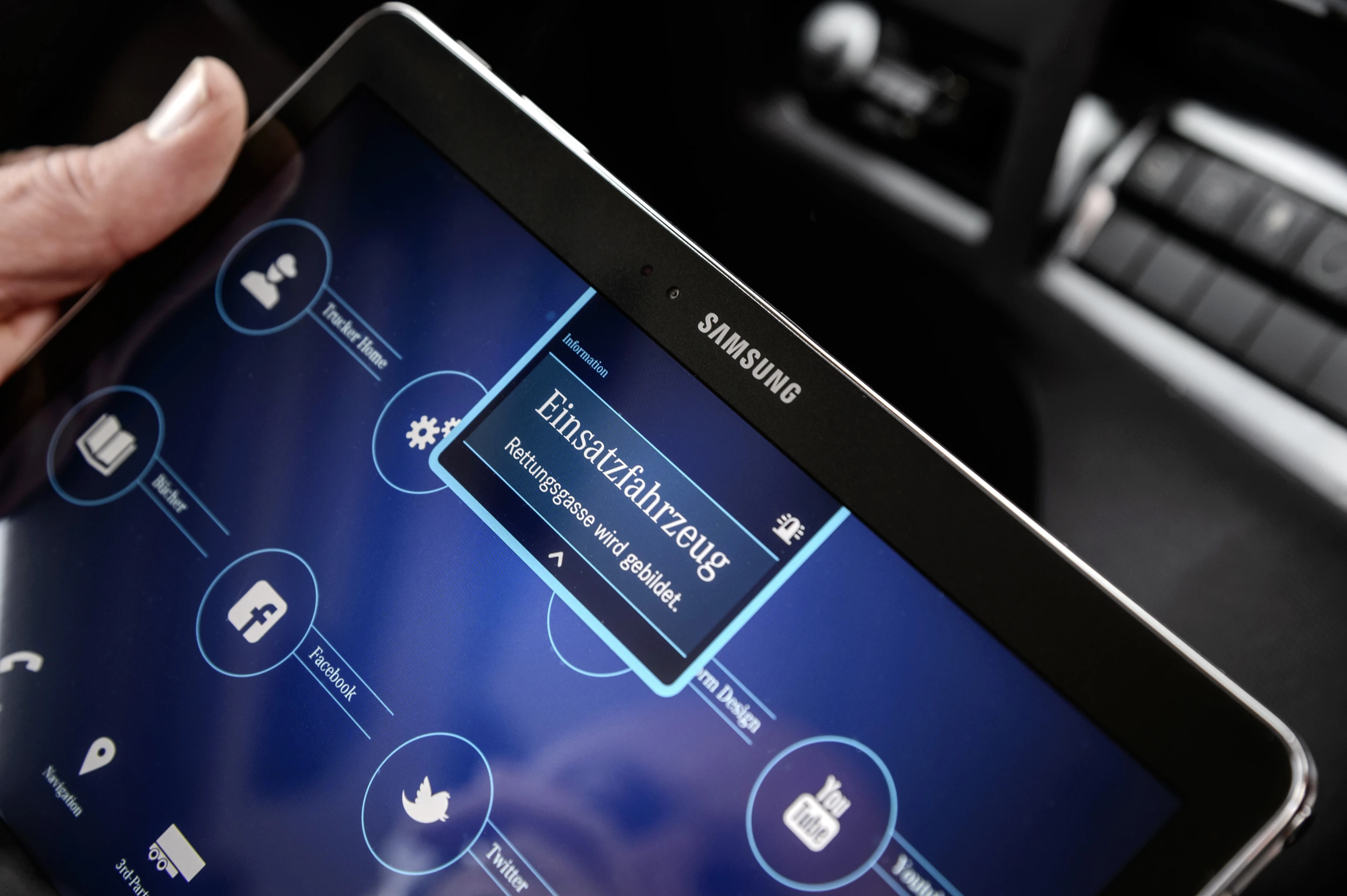 The Daimler autonomous truck tablet showing monitoring app