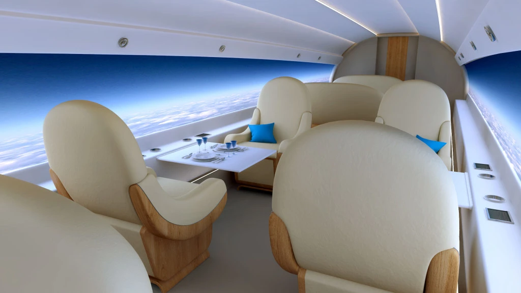 Real-time panoramic video from outside the plane will be relayed to the screens