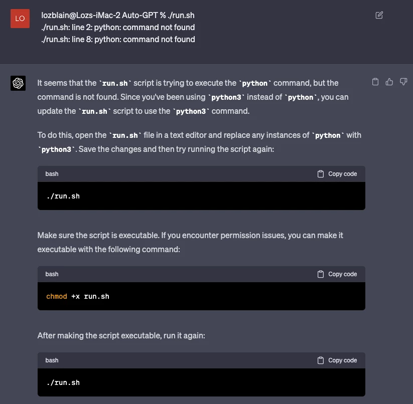 Pasting error messages into GPT-4: an insanely quick path to solutions