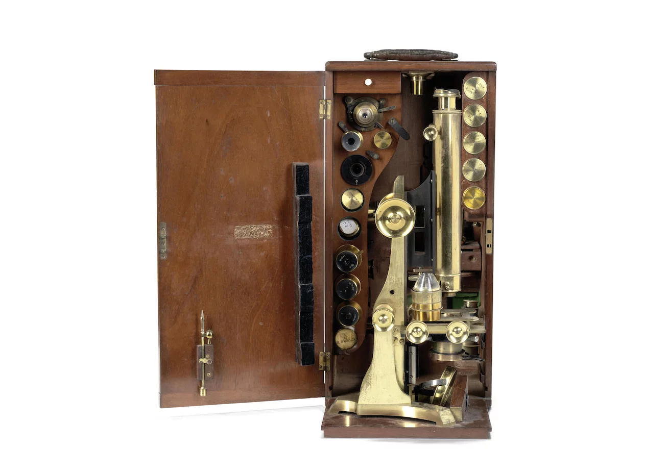 A Charles Collins brass compound binocular microscope, English, circa 1870