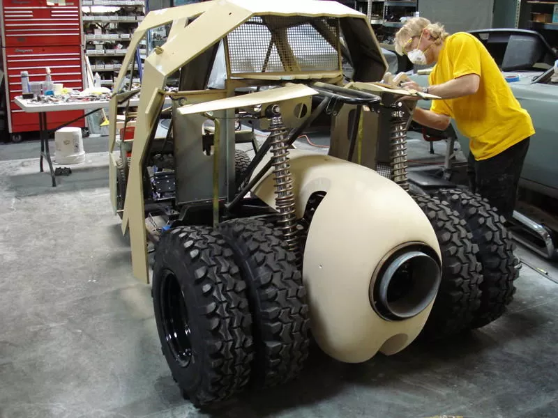 Fake exhaust and customized cowl were hand built specifically for the mini Tumbler