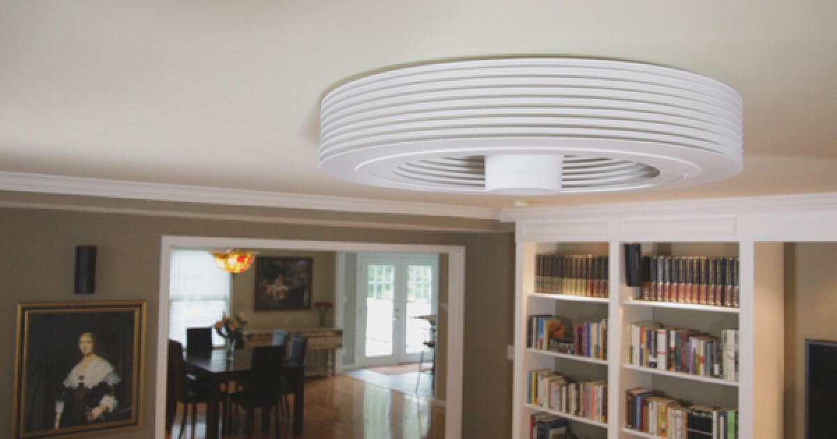 Bladeless ceiling fan uses vortex airflow to regulate room temperature