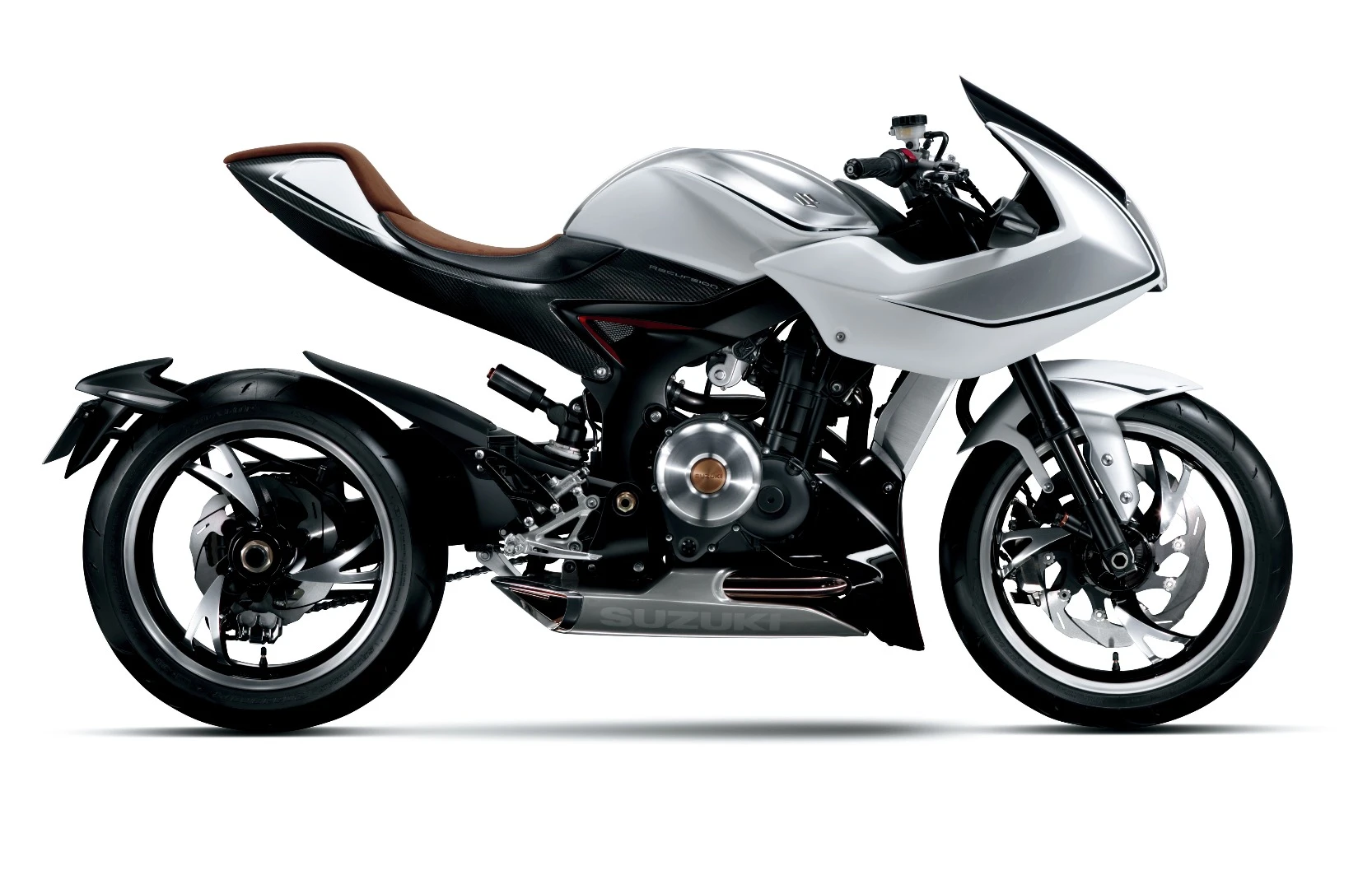 The Suzuki Recursion is a turbo charged 588 cc twin-cylinder model that promises 100 hp with a hefty torque curve and low fuel consumption