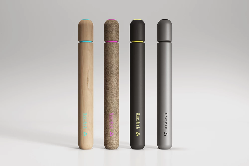 The Scribit Pen's barrel is constructed from a variety of materials