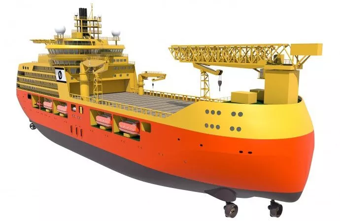 The ship will also be equipped with six pod-like azimuth thrusters, each of which can rotate independently to allow the vessel to hold its position relative to the rig (Image: Edda Accommodation)