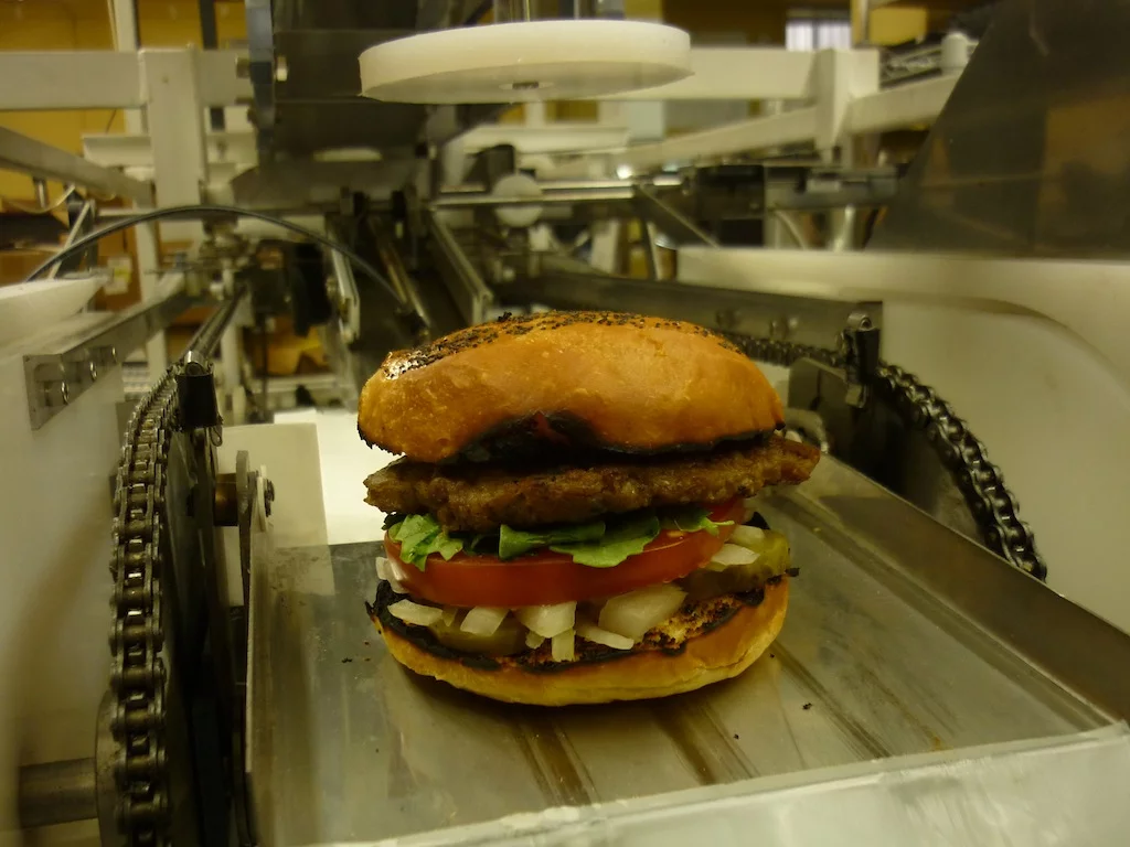 A hamburger made using Momentum Machines' automated hamburger maker