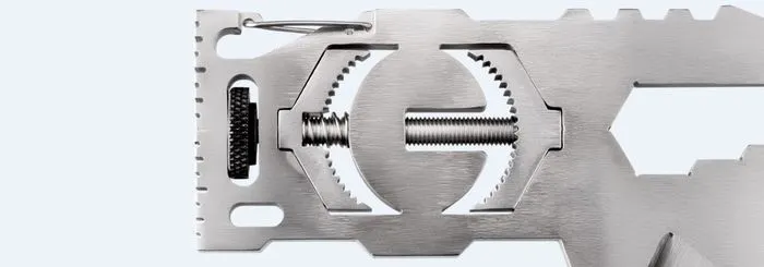 The KLAX axe head weighs just 7.4 oz (210 g) and, like a beefed-up Swiss Army knife, features a bevy of built-in tools