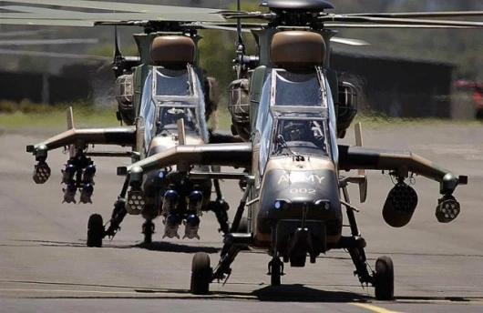 Two Australian Army "Tiger" Armed Reconnaissance HelicopterPhoto by Able Seaman Phillip Cullinan Photo courtesy: Australian Department of Defence