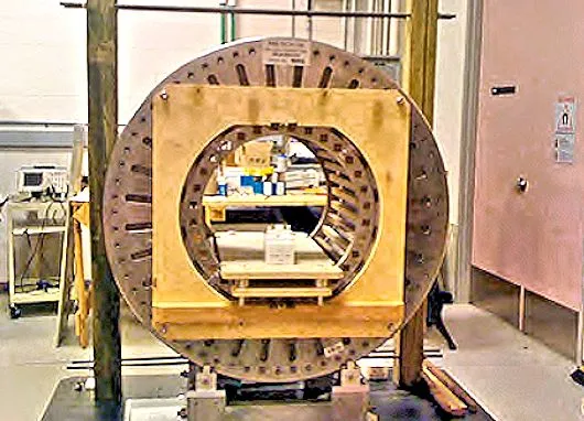 The Sarty group's prototype Halbach cylinder, used mainly to study shimming techniques for improving the homogeneity of the magnetic field in the cylinder bore (Photo: University of Saskatchewan)