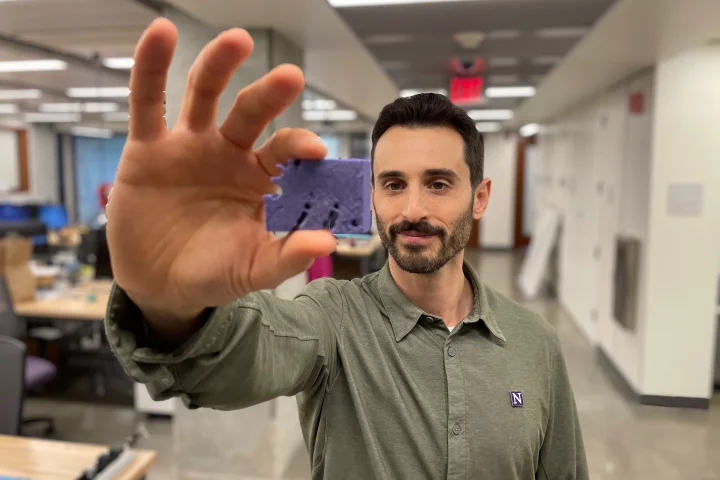 Asst. Prof. Sam Kriegman with his algorithm's curious creation