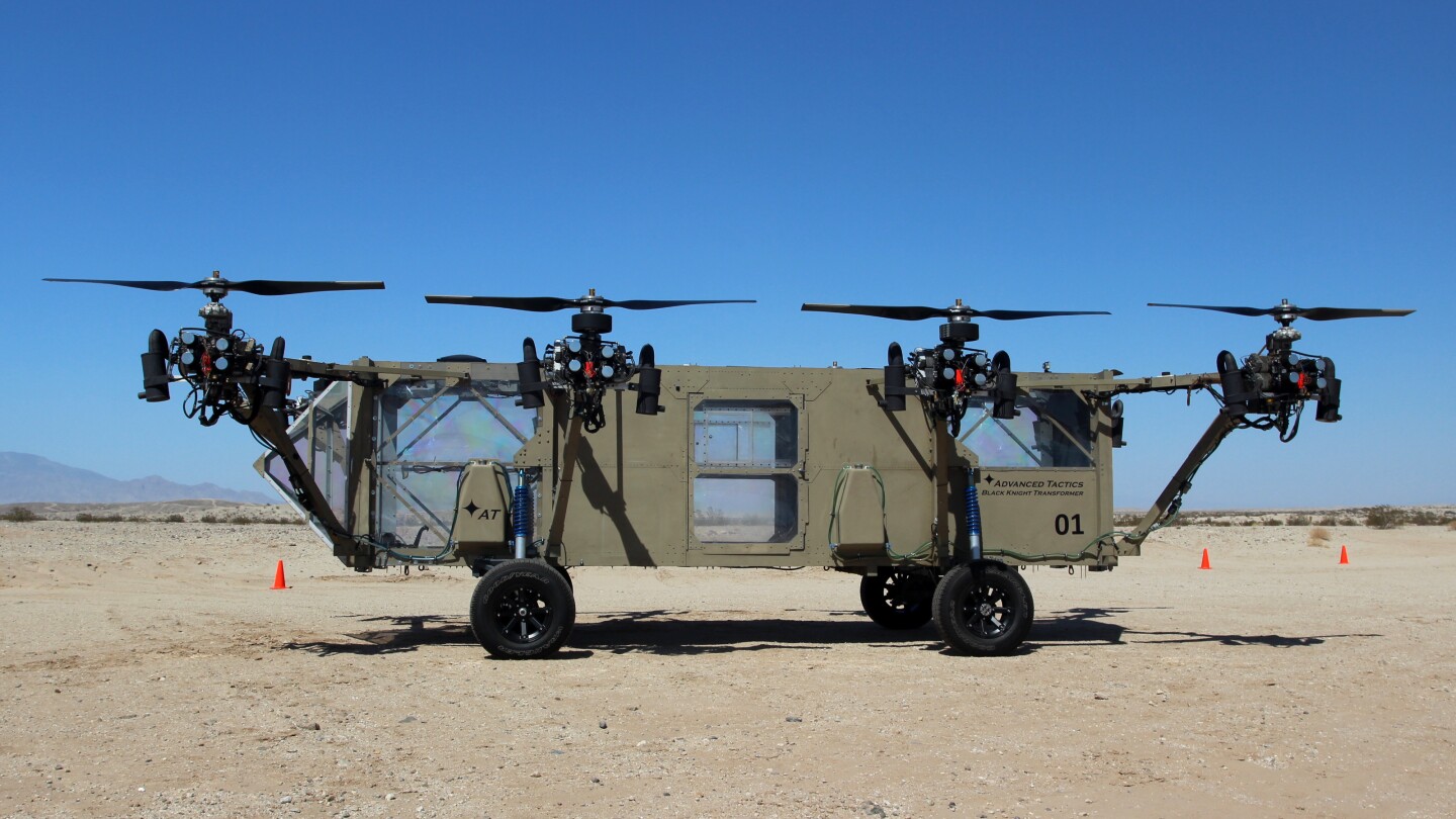 The AT Black Knight Transformer has a large interior volume similar to that of a BlackHawk helicopter