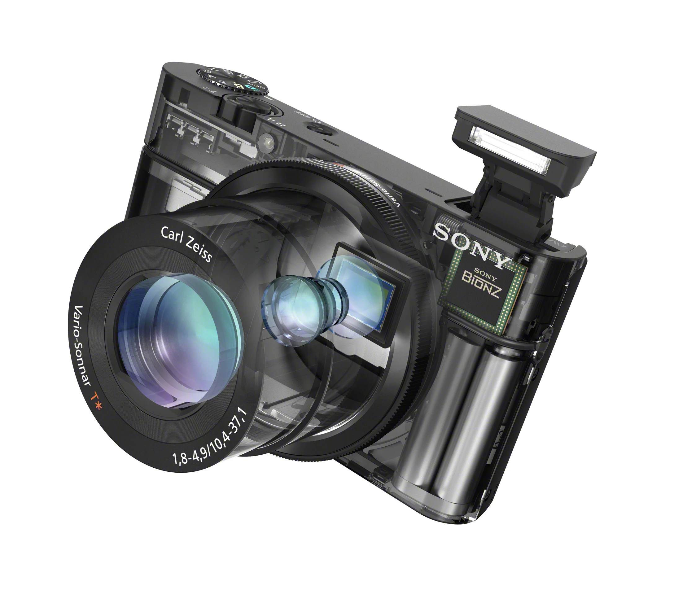 Measuring 4 x 2.3 x 1.4 inches (101.6 x 58.1 x 35.9 mm) the aluminum body means the RX100 is strong while still weighing just 240 g (with battery)