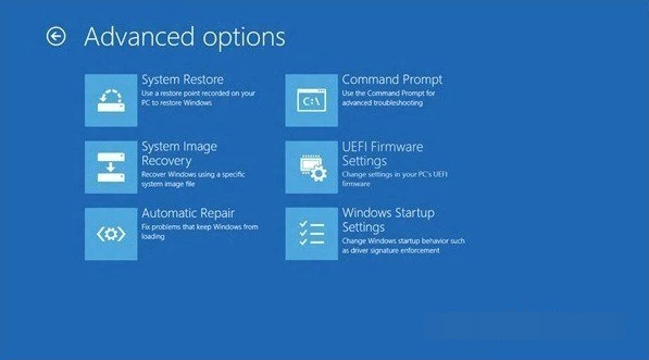 Windows advanced recovery options