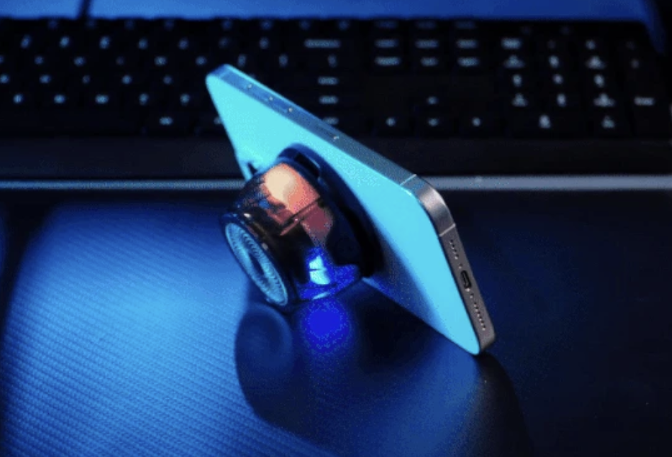 The magnetic device is also a handy phone stand