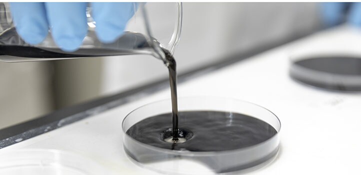 The hydrogel is poured into a petri dish, where it will form a mold