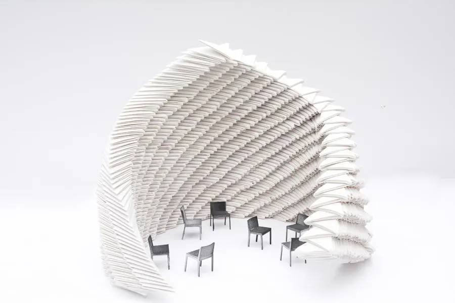 A curved wall experiment using the origami process
