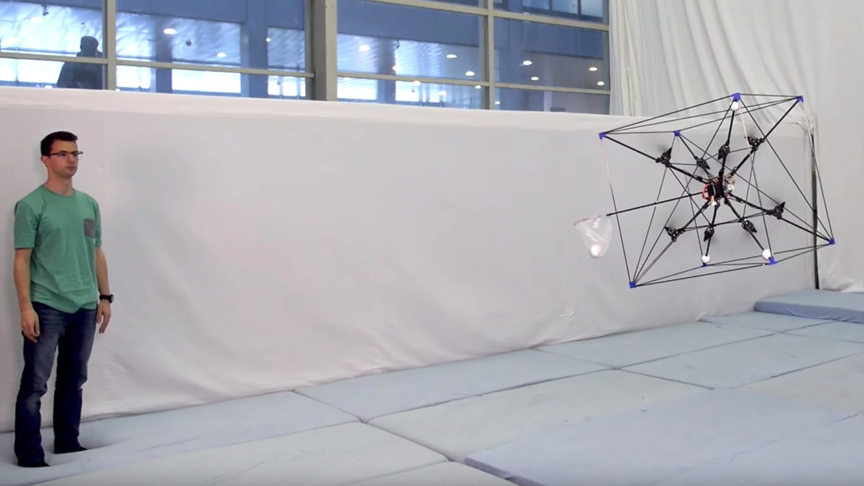The drone's design would make it more suitable for applications in which it physically interacts with its environment