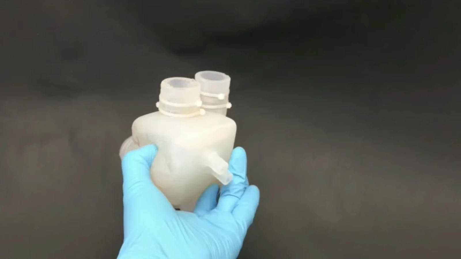 The artificial heart works just like the real thing, though it can only last 3,000 beats