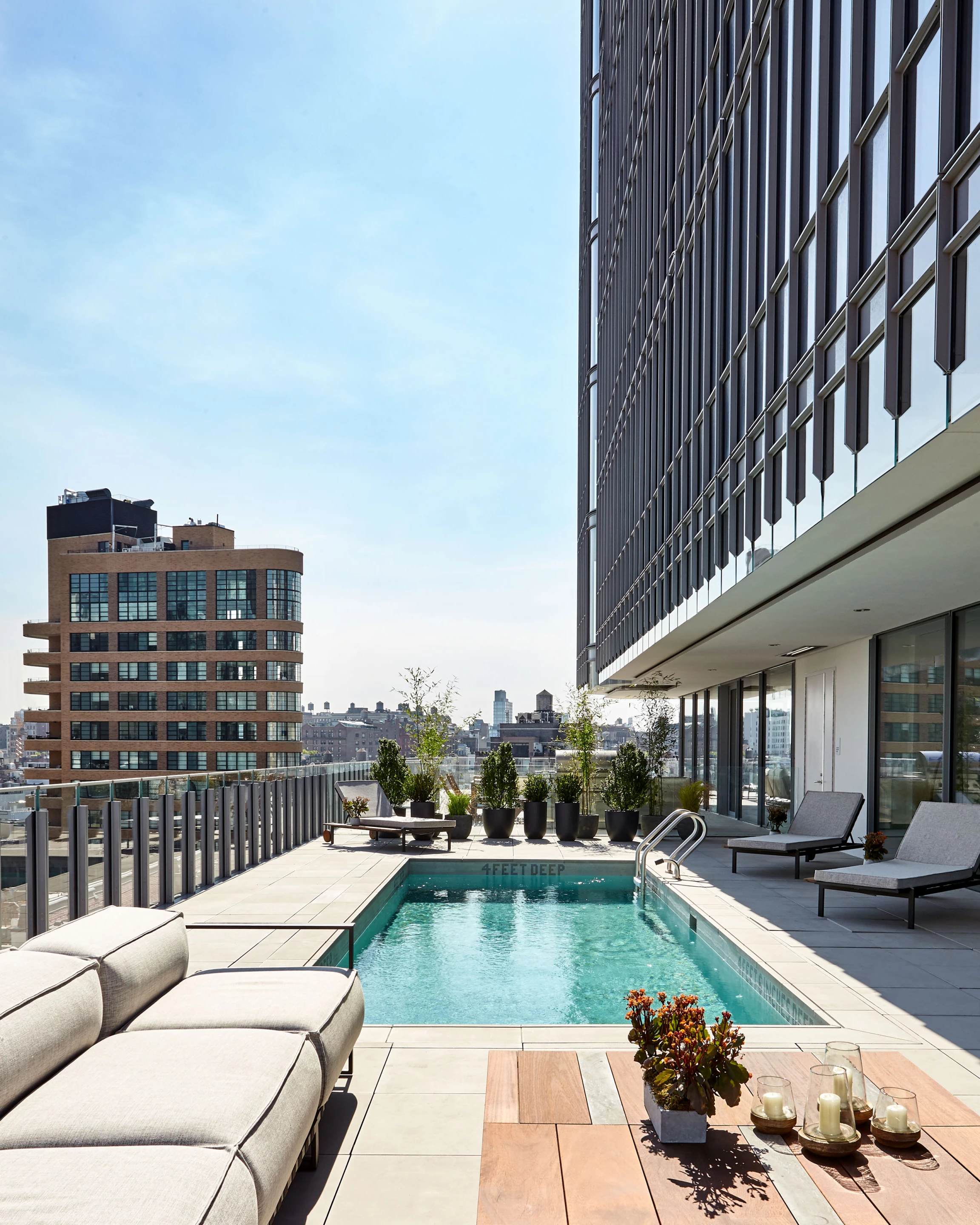 Some of 565 Broome Soho's luxury apartments include their own private swimming pool and outdoor terrace area