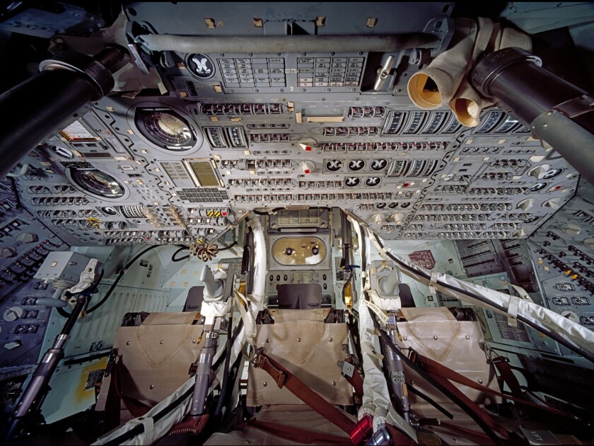 The interior of the Apollo 11 command module