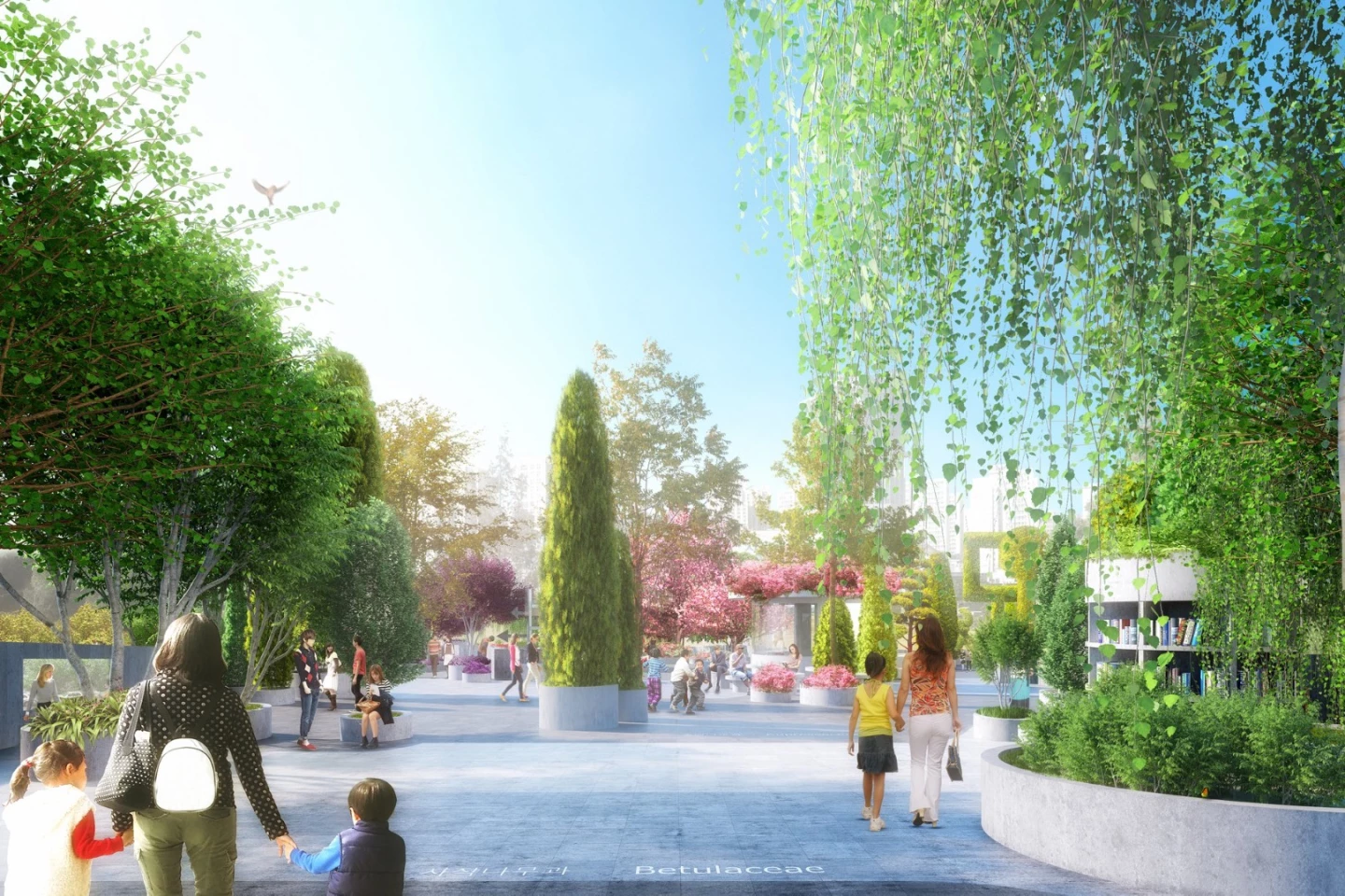 The Seoul Skygarden project follows an international architectural competition to transform the city's 17m (55 ft) high Seoul Station Overpass