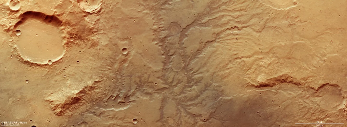 The ancient riverbeds are clear in this image snapped by the Mars Express orbiter