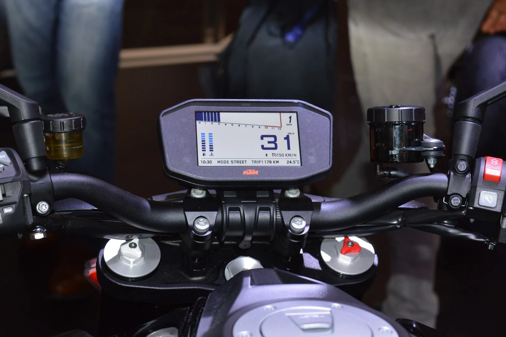 The digital instrument panel of the 2017 KTM 1290 Super Duke R