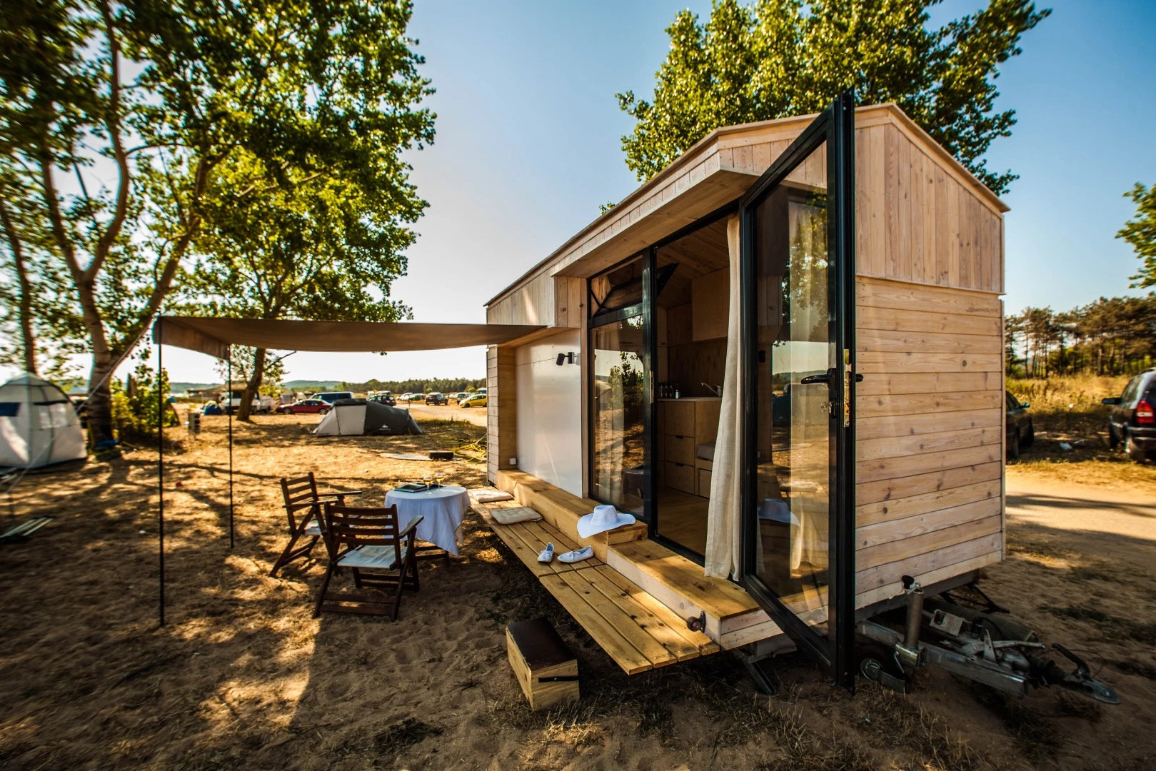 The tiny vacation home measures 2.4 m (7.9 ft) at its highest point
