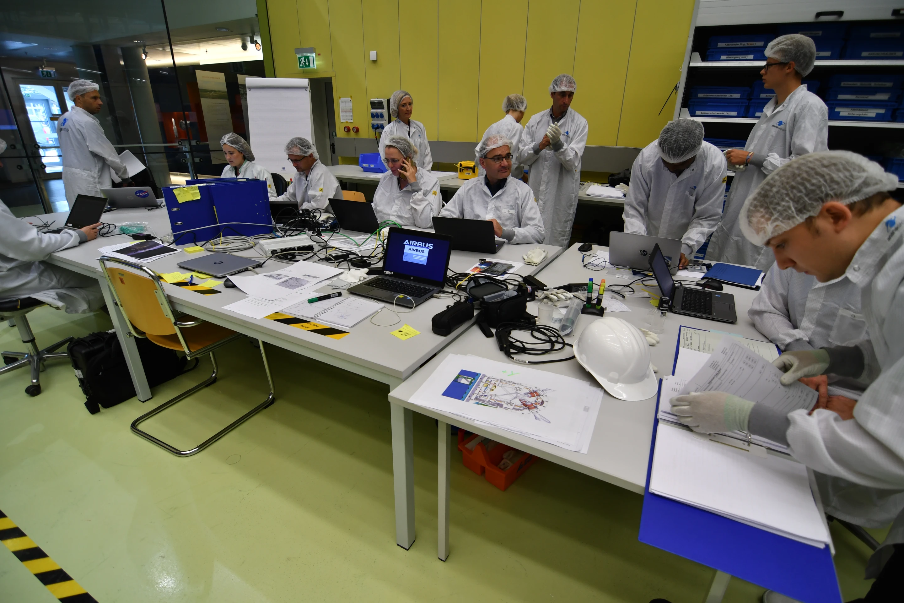 Technicians working on the Orion European Service Module-1