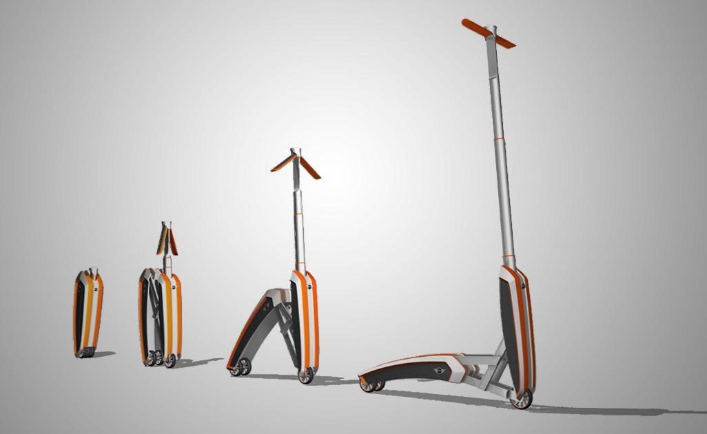Butterfly is a collapsible, portable, lightweight, human-powered urban transport solution