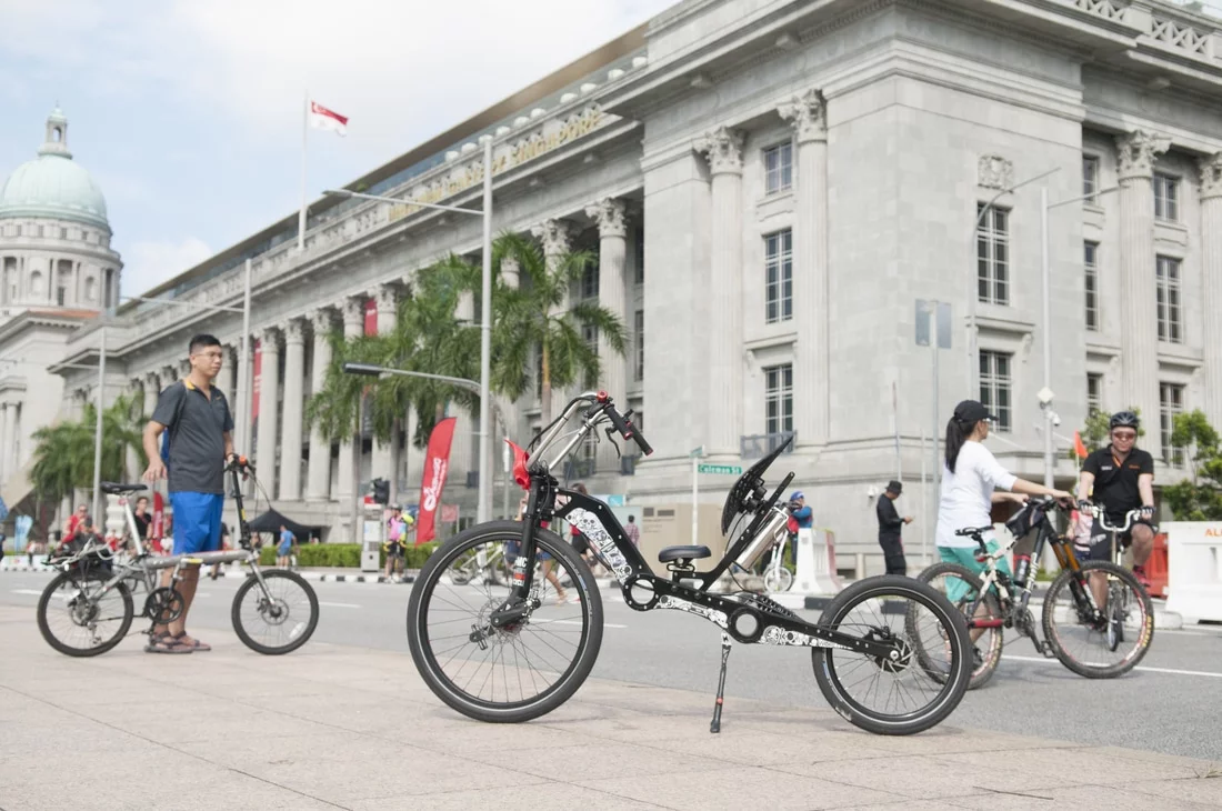 The pedals are attached to the front wheel on the MC2 Chopper