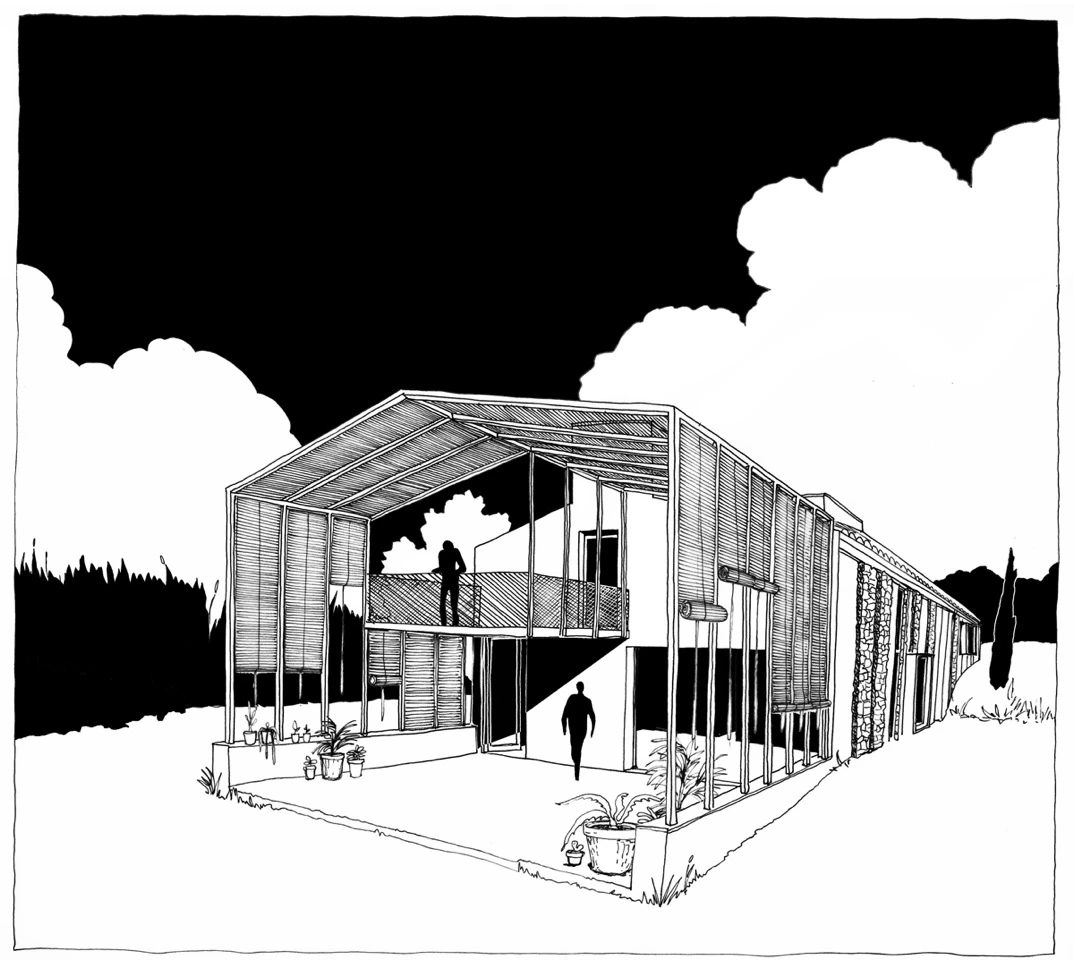 Architectural drawing of the MMMMMS House (Image: Anna & Eugeni Bach)