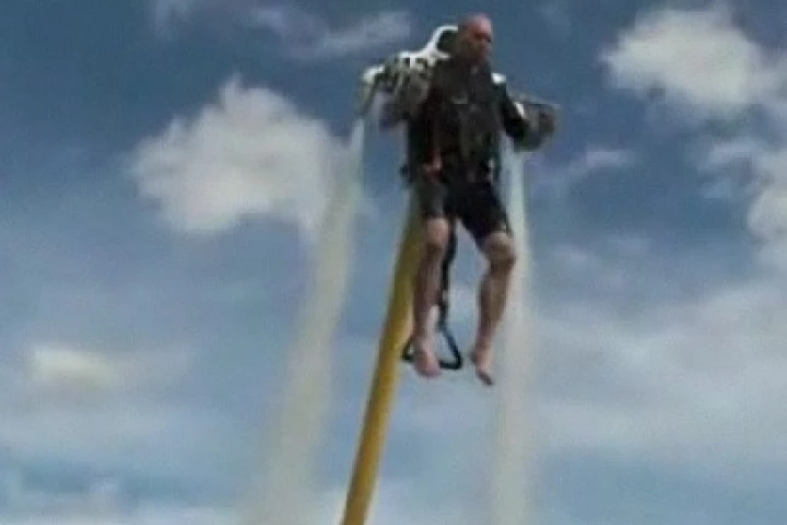 The water-propelled jetpack takes flight