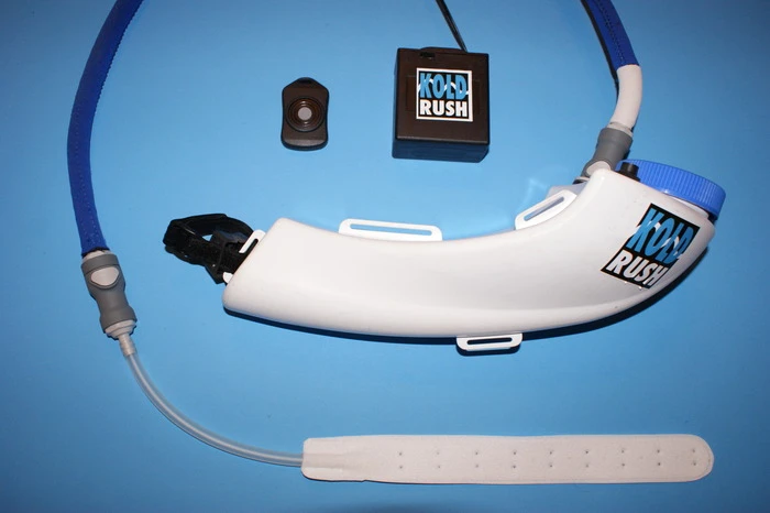 The insert is secured by a velcro strip and Powers says it will fit any size of bicycle helmet