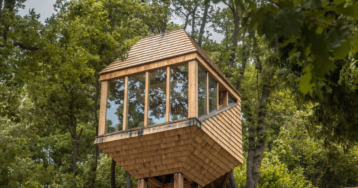 The TreeBox tiny house, by Officina82, is a simple shelter that's inspired by traditional hay barns in Italy