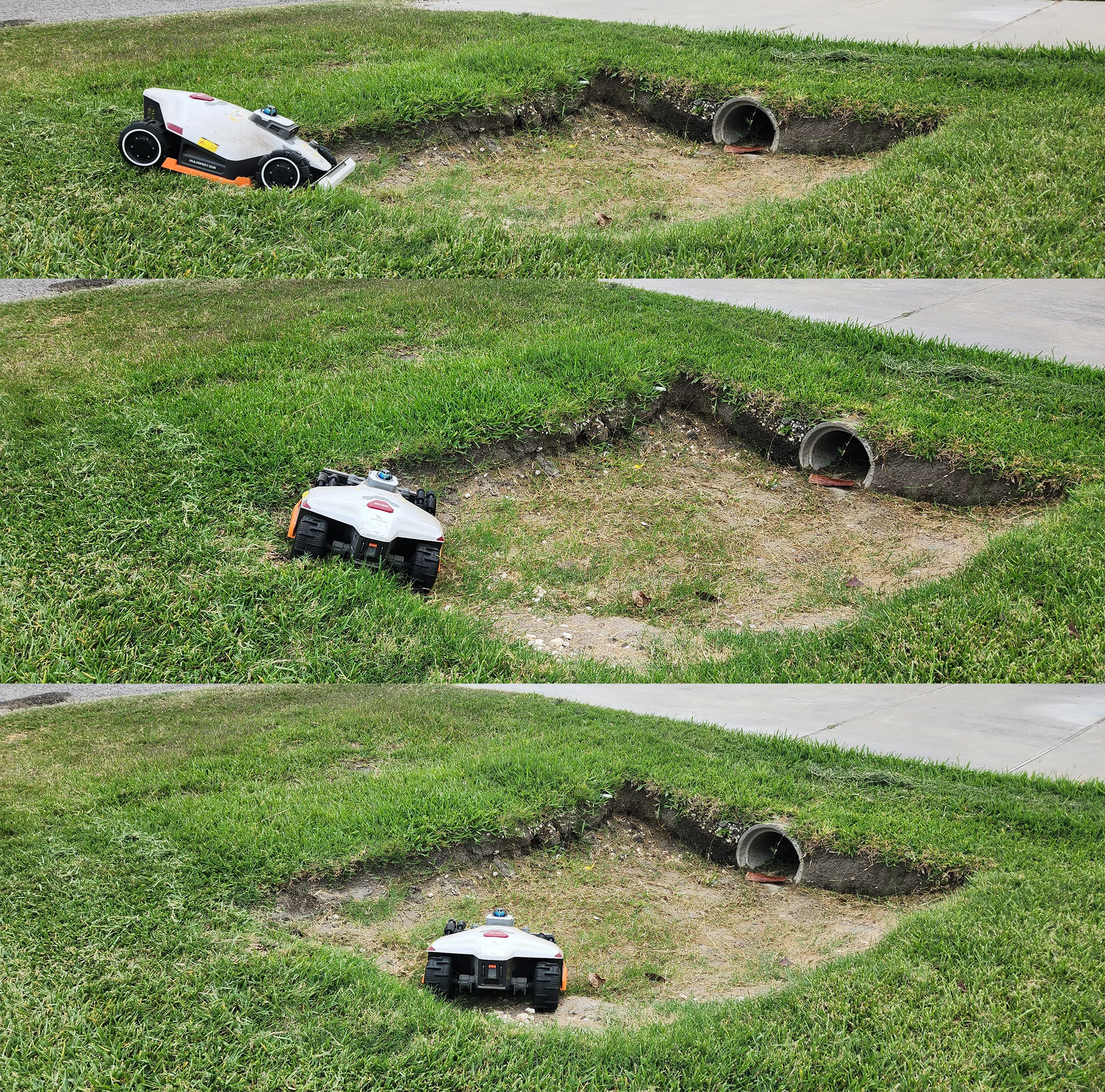 It might look like a cool drop-in drift, but really, it fell into the ditch and slid sideways. To my surprise, it found its own way out with zero intervention!