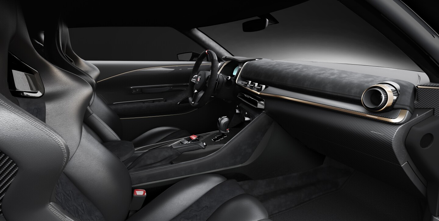 The gold interior trim matches all the gold paint outside