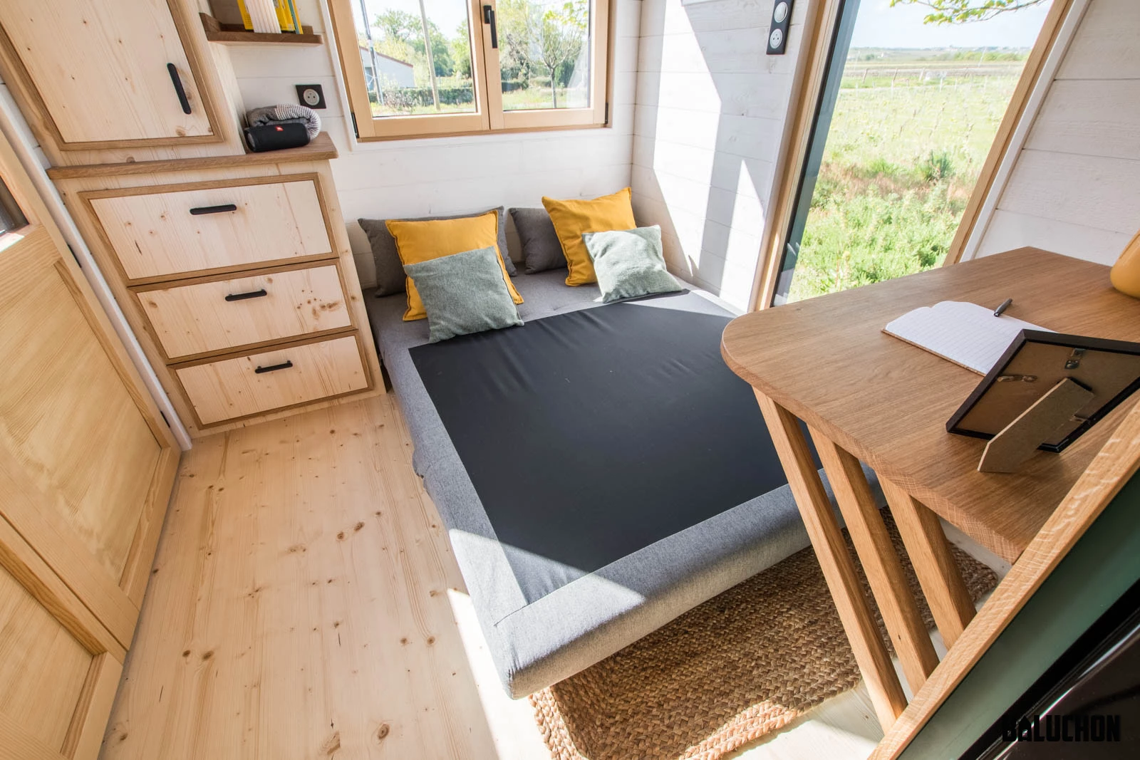 The Midgard's living room includes a sofa bed