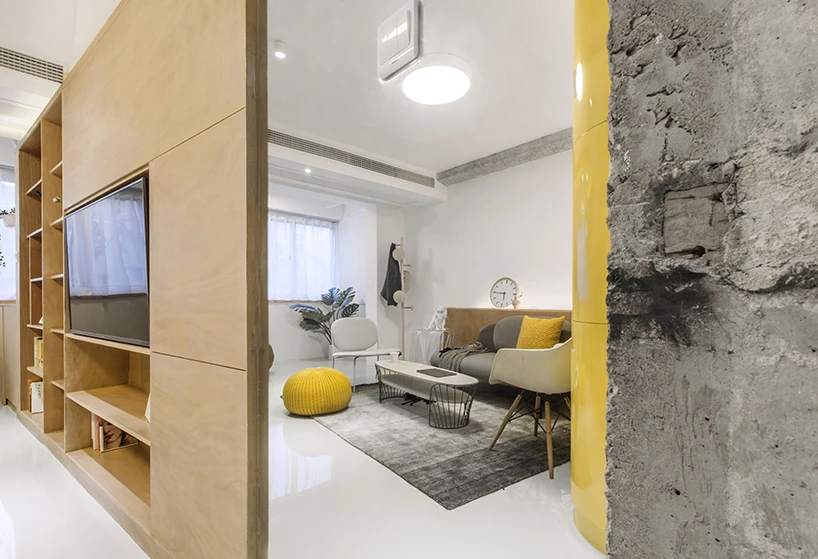 A series of mirrors have been strategically positioned throughout theapartment, offering the illusion of a larger space
