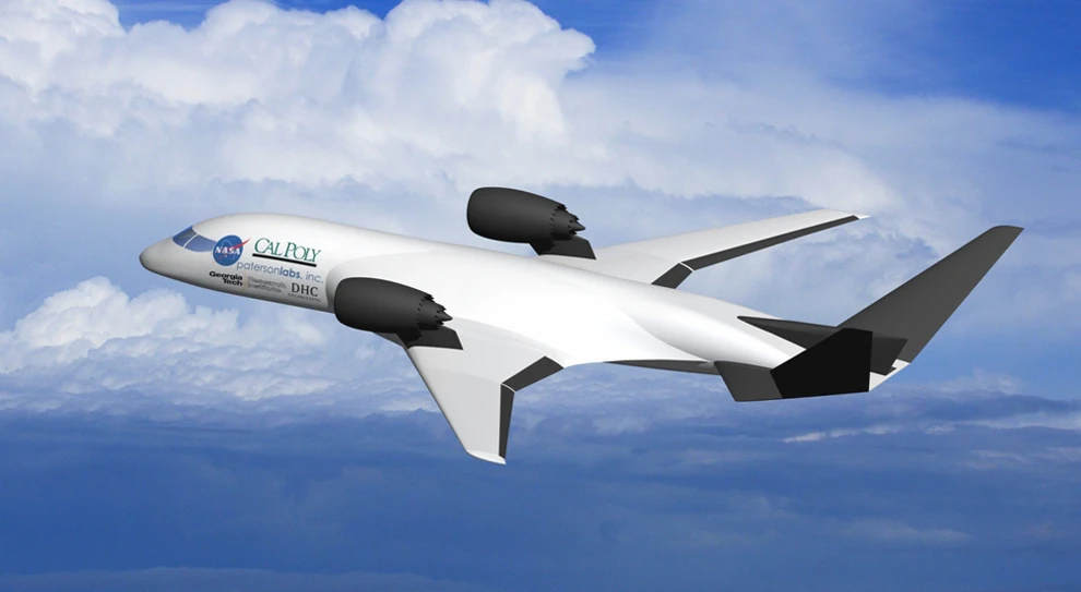 This computer-generated graphic shows a model of the cruise-efficient, short take-off and landing (CESTOL) aircraft design that GTRI researchers are investigating (Image: California Polytechnic State University)