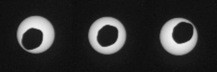Solar eclipse by the Martian moon Phobos (Image: NASA/JPL-Caltech/Malin Space Science Systems/Texas A&M University)